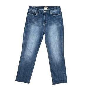 L'AGENCE Sada High‎ Rise Slim Cropped Jeans Mesa Blue Distressed Hem Women's 30